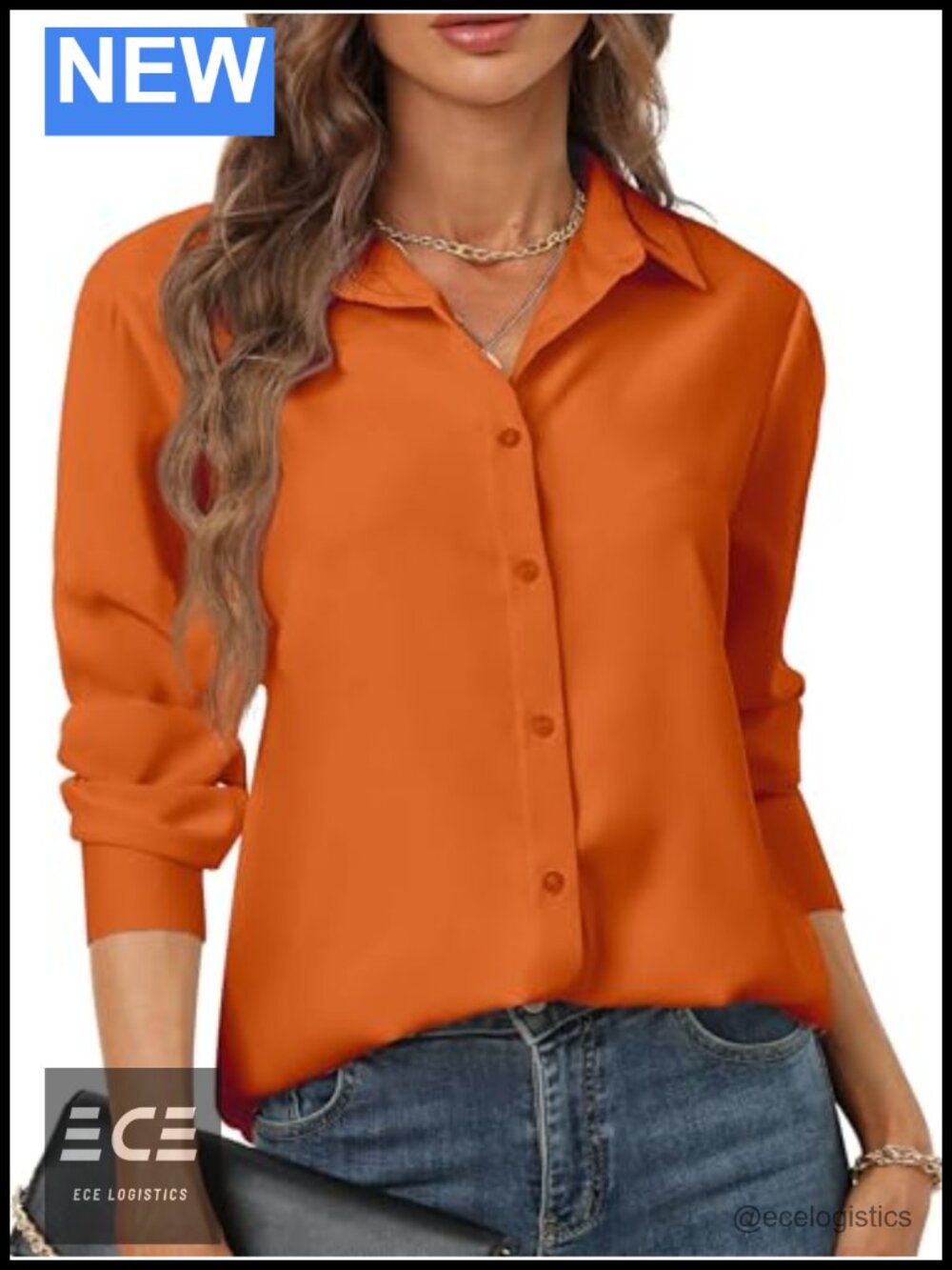 Women's Button Down Shirt Long Sleeve Chiffon Blouse Classic Collared Dressy